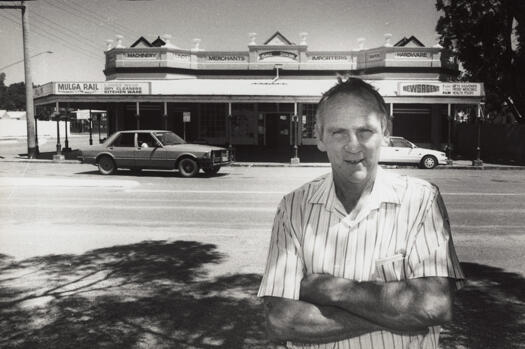 Meeting in Wilcannia - supermarket owner Max Helmers