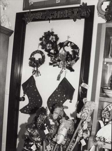 Christmas decorations, bower birds, at Gungahlin