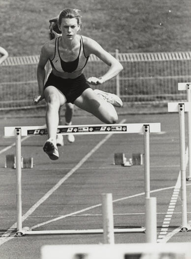 Australia Day - Rachel Links at AIS hurdles