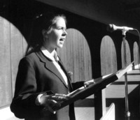 Canberra schoolgirl Bronwen Merner at the service on Remembrance Day 1993 at the Australian War Memorial 