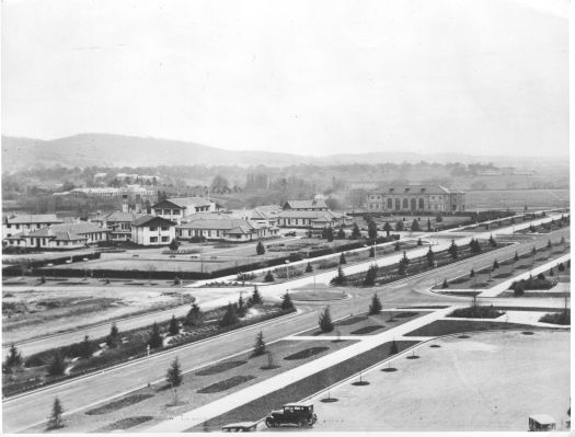 View showing Hotel Canberra and the Albert Hall on Commonwealth Avenue.
