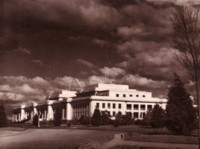 A view of Parliament House taken from the north west corner near King George Terrace.