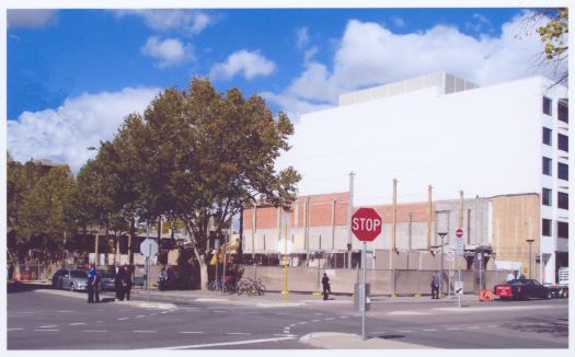 Demolition of Civic Cinema, side facing old Center Cinema in Bunda Street