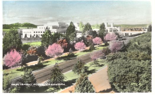 Looking at rear of Parliament House from West Block