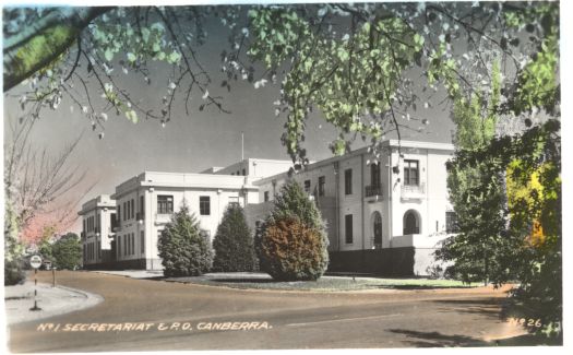 Looking at front left side of East Block, then the General Post Office for Canberra.