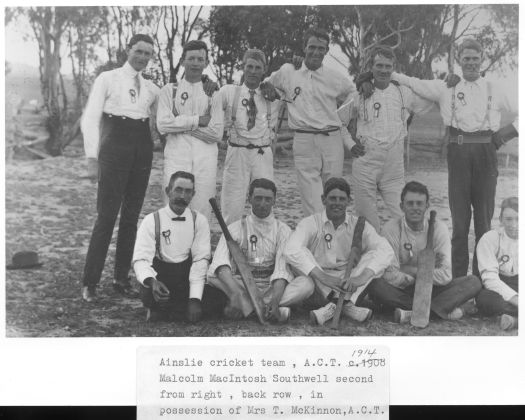 Back Row: Michael Cavanagh, Jack Reid, Chappie Curran, Jack Southwell, Mack Southwell, Fred Southwell.  Front Row: Ernest Cavanagh, Johnny Jackson, Percy Douglas, Babe Curran, Bert Reid. 