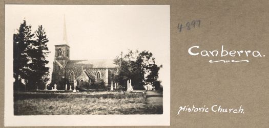 A side view of St Johns Church and the cemetery