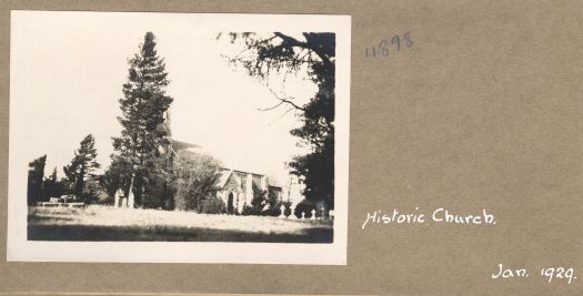 A side view of St Johns Church and the cemetery