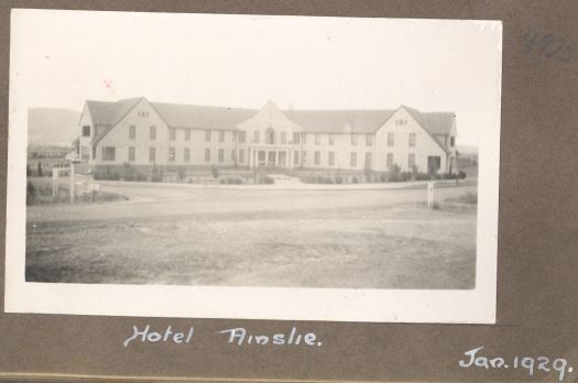 A close up view of the front of Hotel Ainslie


