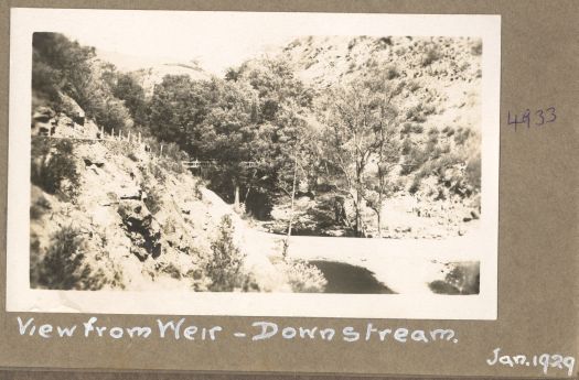 View from the weir looking downstream on the Cotter River