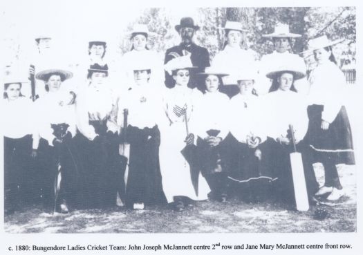 Bungendore Ladies Cricket Team. Mary Jane McJannett in centre front row.