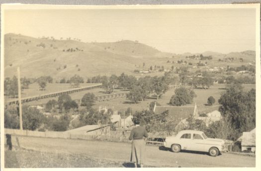 On a hill looking down at the town of Gundagai