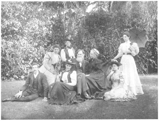 A Garran family portrait showing Andrew and Mary Garran with their five daughters and son, Robert Garran. They are pictured in a garden.