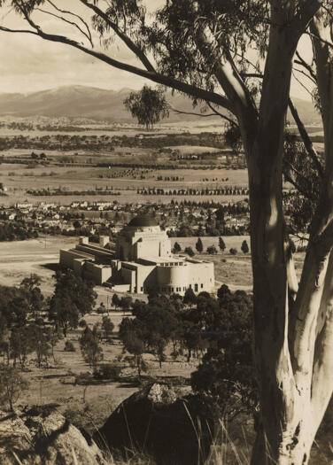 View of the rear of the Australian War Memorial from the lower slopes of Mt Ainslie. 
