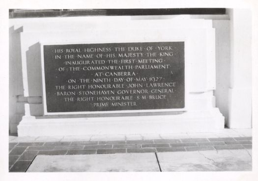 Commemoration stone at Parliament House