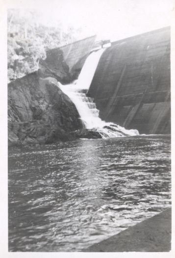 Water running over the spillway