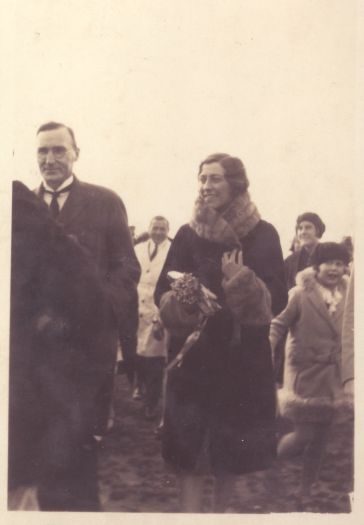 Amy Johnson and Minister for Home Affairs, Mr Blakeley after her arrival in Canberra