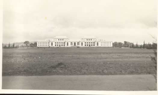 A distant view of the front of Parliament House