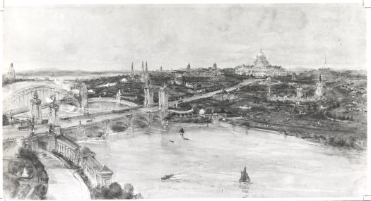 Federal Capital Design Competion 1911.  Another view of the city and surrounds by Griffiths, Coulter and Caswell.