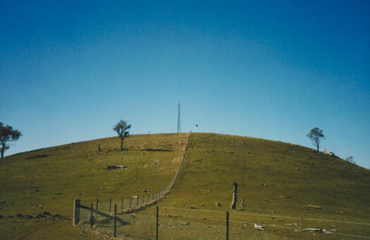 Oak Hill from the south. The fence line marks the ACT / NSW border.