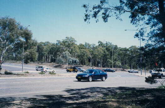 Looking to the south west at the intersection of Belconnen Way and Caswell Drive.