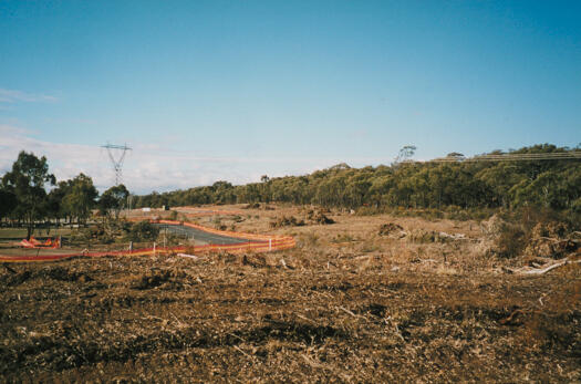 GDE route on Bruce Ridge looking north to Masterman Crescent from the cycle path.