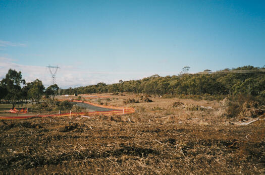 GDE route on Bruce Ridge looking north to Masterman Crescent from the cycle path. 