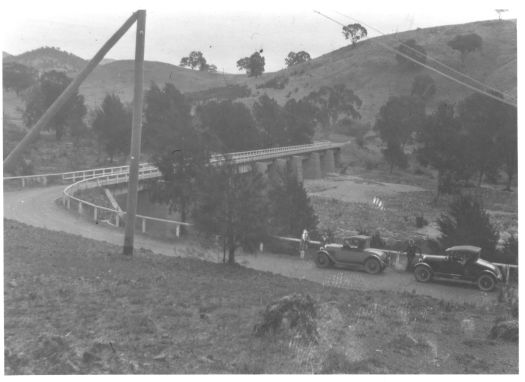 View from the Cotter Pumping Station of the bridge over the Murrumbidgee River.