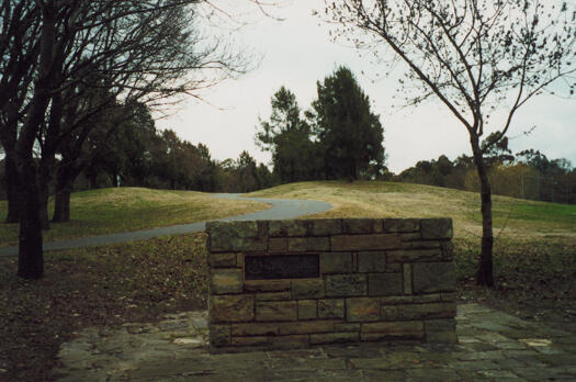 View of the Belconnen Inauguration Plaque in the Aranda playing fields.