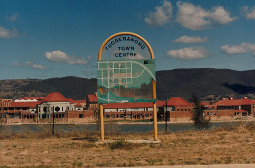 Tuggeranong Town Centre sign on Drakeford Drive.