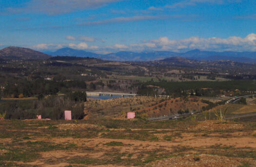 View south from Himalayan Cedar hill over Cypress Hill, Tuggeranong Parkway, Scrivener Dam to Weston Creek