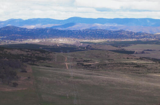 4 of 4 view south from Mt Painter to west end of Dairy Farmers Hill and Arboretum