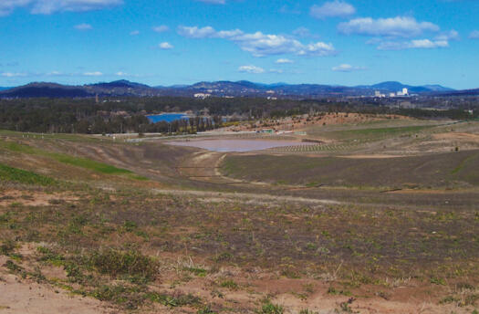 View from the top of the Arboretum access road on the ridge down the Central Valley.