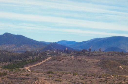 View from Mt McDonald to Pierces Creek village. Sugarloaf Hill in rear.