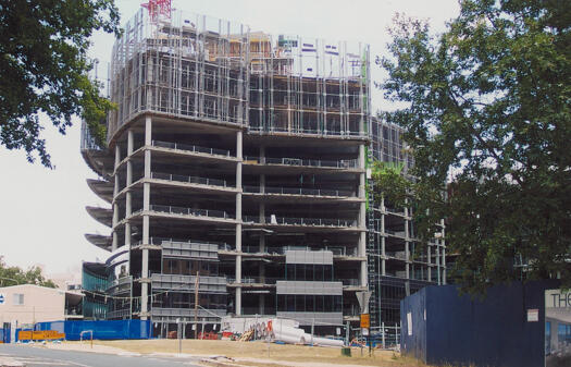 Office building construction on Section 61, Civic, on the corner of Marcus Clarke and Gordon Streets.