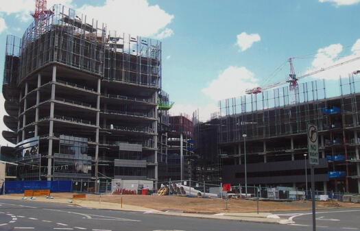 Office building construction on Section 61, Civic, on the corner of Marcus Clarke and Gordon Streets.