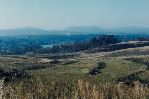 Greenhills below Dairy Farmers Hill to Tuggeranong Parkway and Lake Burley Griffin