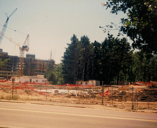 Foundations of the National Convention Centre building taken from Constitution Avenue