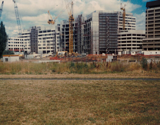 View from Glebe Park to office blocks under construction