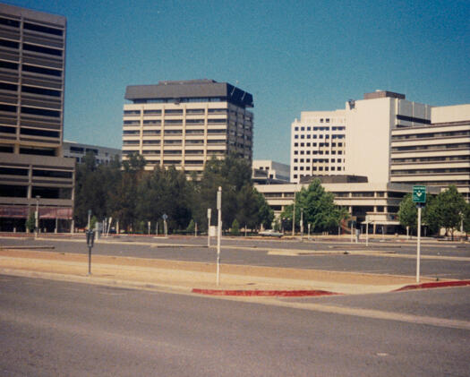 View across Bunda Street to Section 38 car park in Civic.