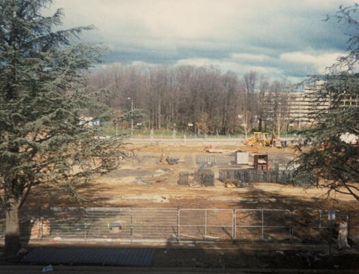 Construction work on part of Section 38, now a multi story car park. View from City Markets car park.