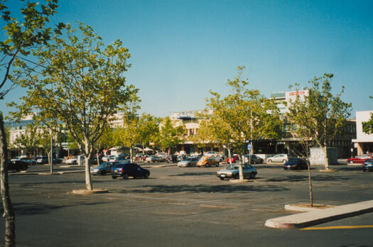 View south west across Bunda Street car park to Petrie Plaza.