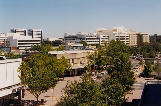 View of Bunda Street and Petrie Plaza from City Markets car park. 