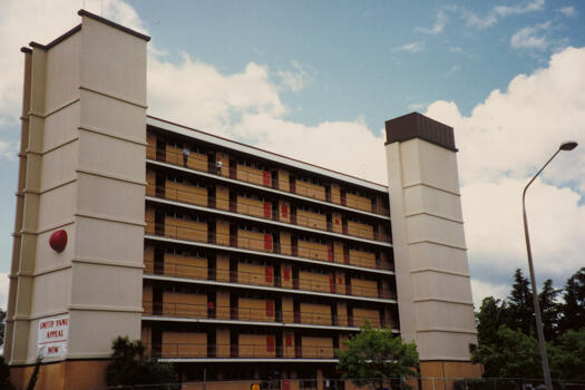 Travelodge Hotel on the corner of Northbourne Avenue and Cooyong Street.