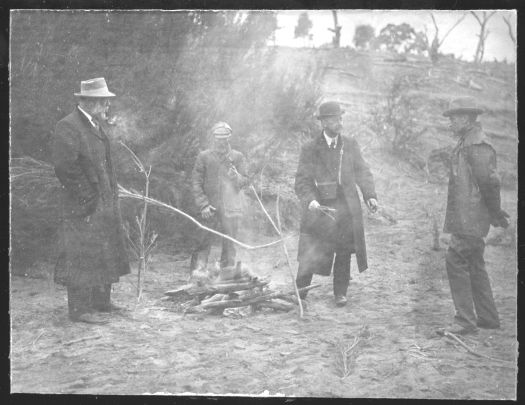 Photographs show the camp near Capital Hill established for the early surveys and visits of politicians.