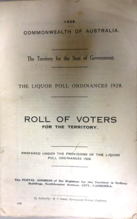 Roll of voters created for the Liquor Poll Ordinance vote on 1 September 1928