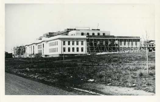 View of Parliament House under construction from the Senate side