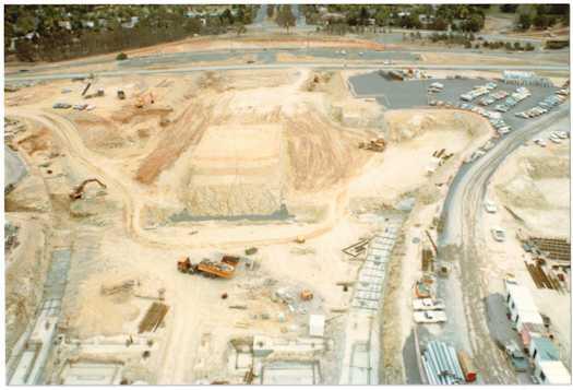 View from a crane of early excavation work on Capital Hill