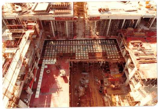 View from a crane of construction work