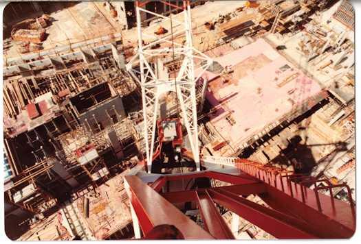 View from top of a crane looking straight down